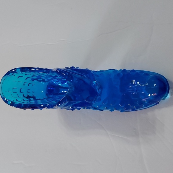 Cat Head Hobnail Glass Shoe,Blue Fenton?5.5inLx2.5in.Hx1.5in.W,Chip on Shoe,GUC - Picture 2 of 8